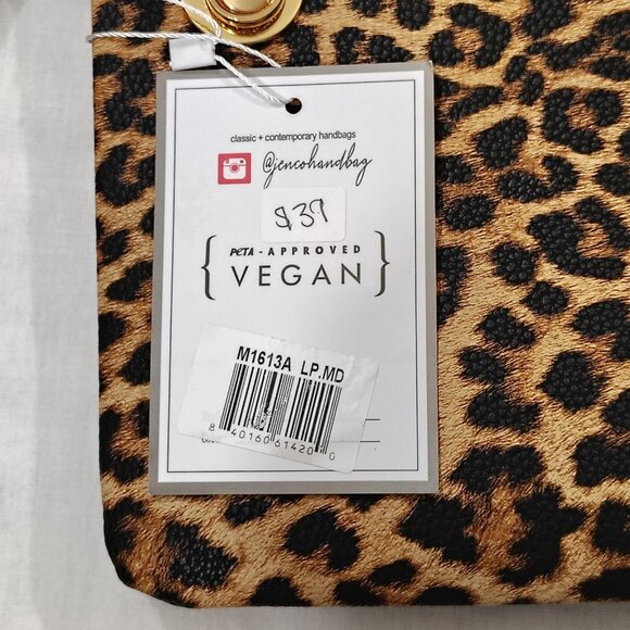 Jen & Co Riley Leopard Print Handbag Crossbody Strap Wristlet Vegan Leather NWT - Picture 8 of 16